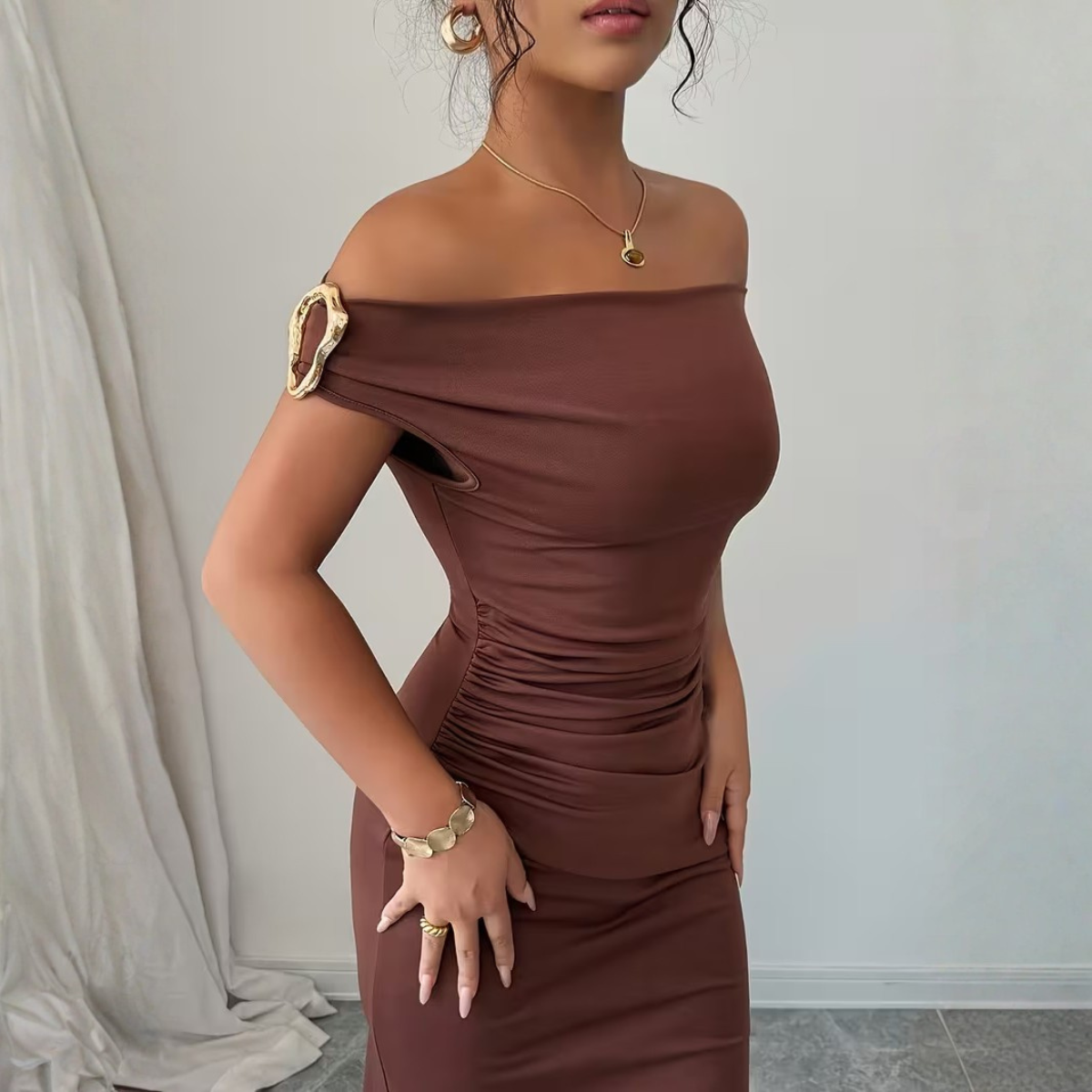 Aria Off-Shoulder Gown
