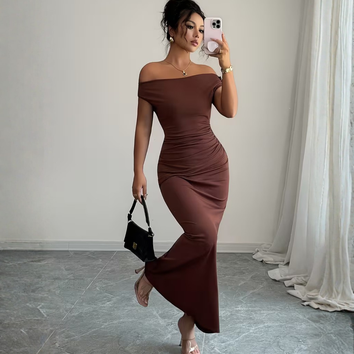 Aria Off-Shoulder Gown